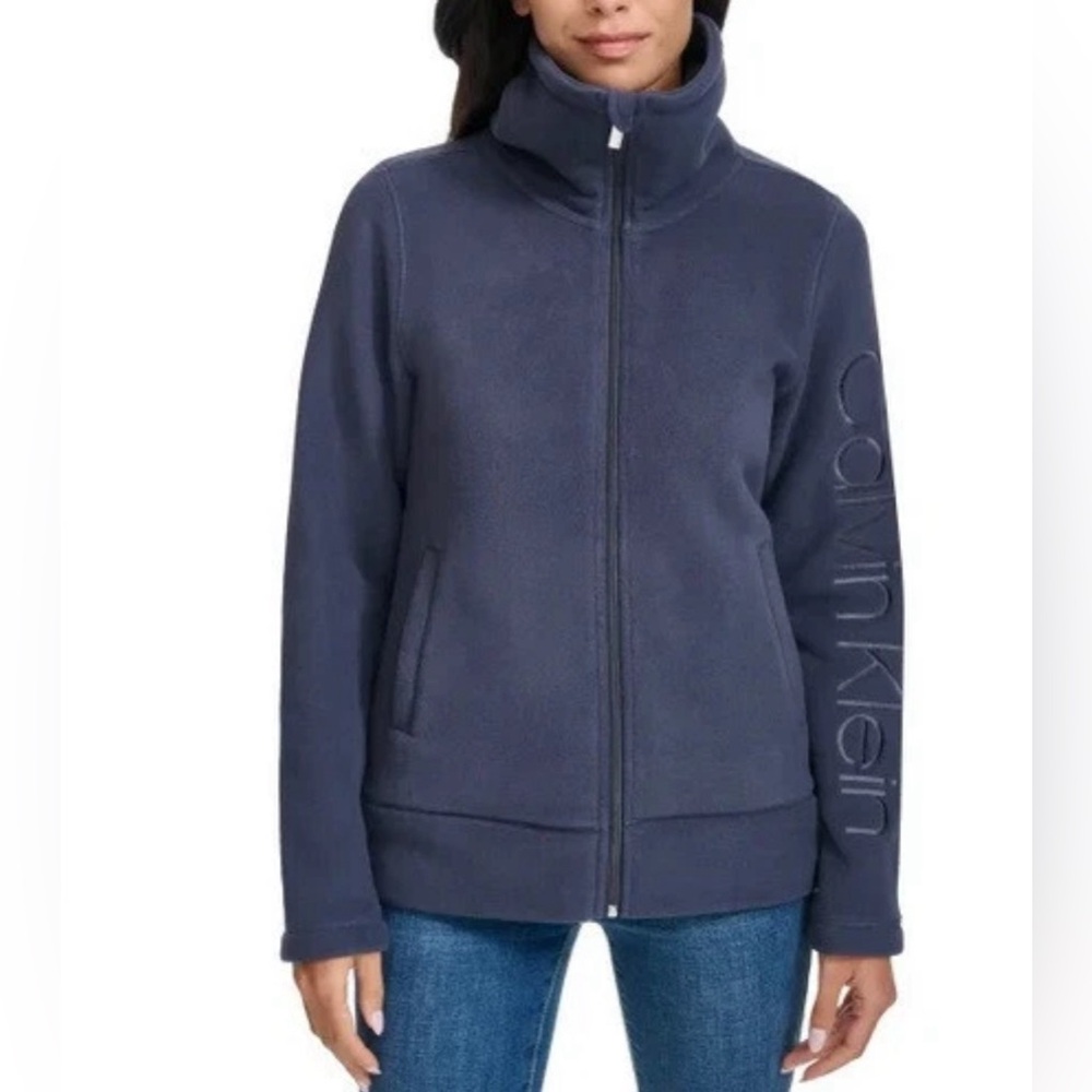 Calvin Klein Jeans Women's Polar Fleece Zip Up Jacket Dark Gray L